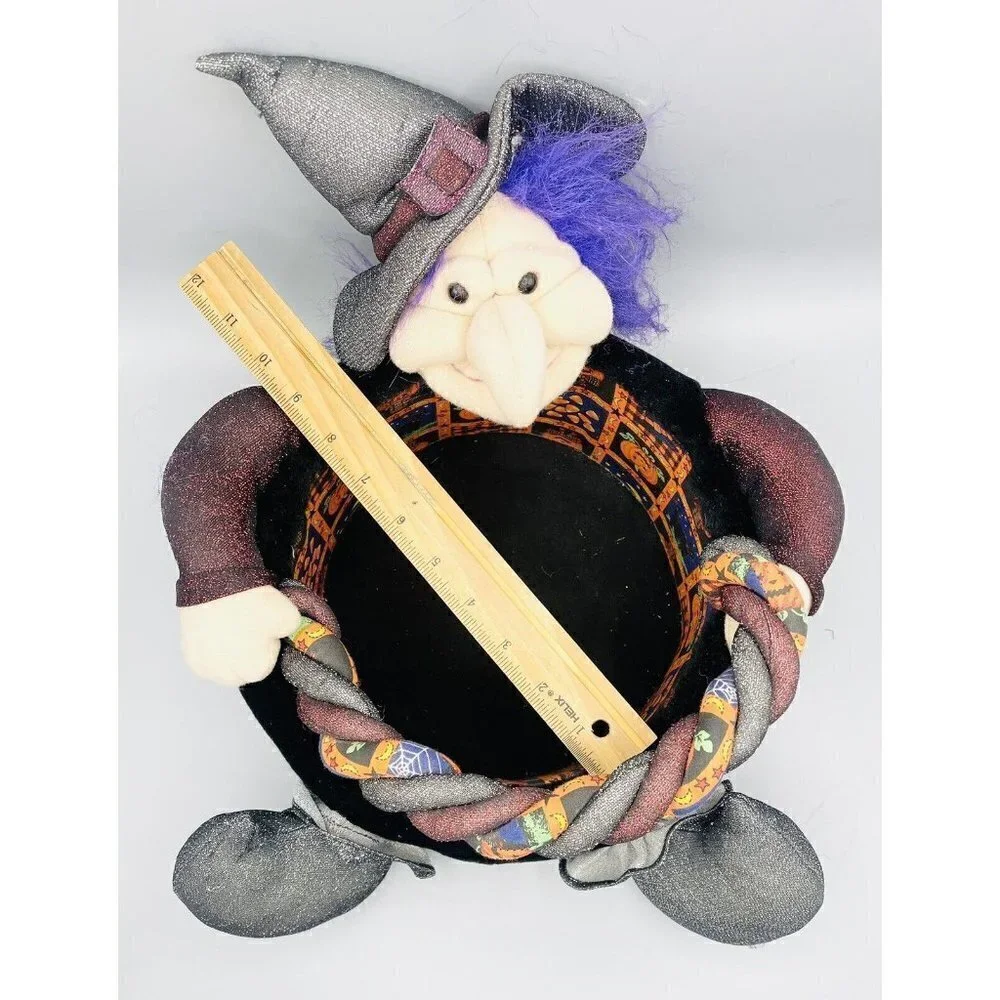 Vintage Halloween Witch Candy Basket Kids of America Plush Trick Or Treat Bowl